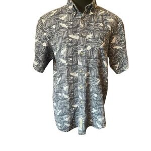 Fieldmaster Shirt Vintage Short Sleeve Men's Fish Print Size Medium